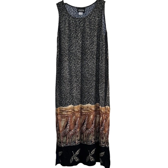 Whirlaway Frocks Maxi Dress Giraffe Print Sleeveless Long Sundress - Picture 1 of 7